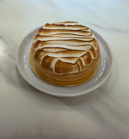 Lemon meringue tart with torched Italian meringue